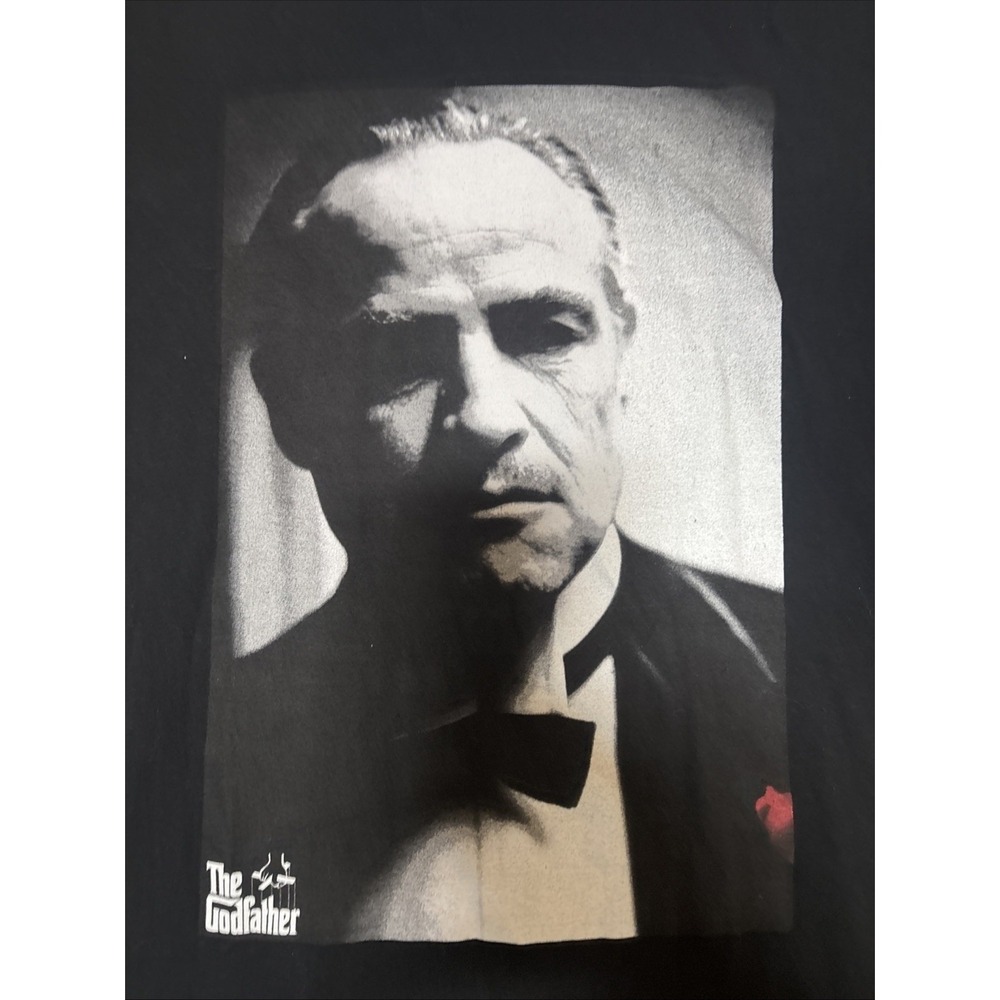 The Godfather Marlon Brando T-Shirt Men's 2XL Black 100% Cotton Paramount EUC - Picture 2 of 6